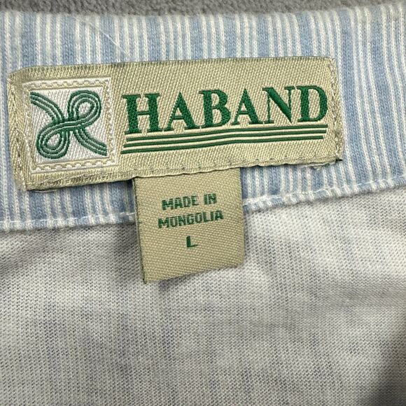 Vintage Haband Mens L Zip Front Shirt Blue Stripe 70s 80s Rockabilly Retro - Picture 2 of 7